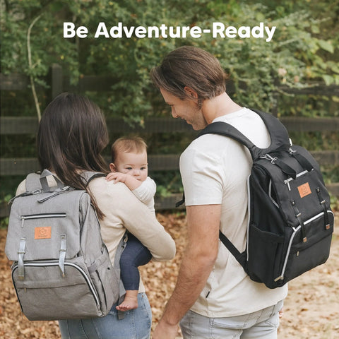 KeaBabies Explorer Diaper Bag, Trendy Black, Spacious, Durable, Multi-Pocket Baby Bag, Comfortable Straps, Ideal for Moms & Dads