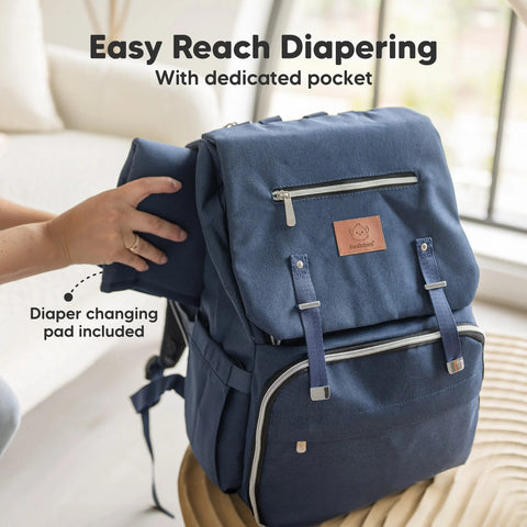KeaBabies Explorer Diaper Bag, Trendy Black, Spacious, Durable, Multi-Pocket Baby Bag, Comfortable Straps, Ideal for Moms & Dads