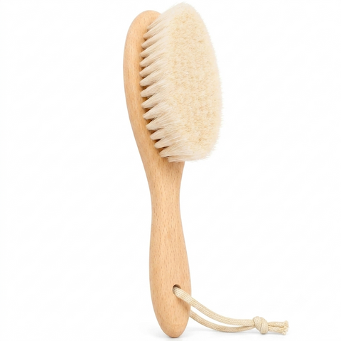KeaBabies Baby Hair Brush, Soft Goat Bristle Newborn Hair Brush for Gentle Scalp Care, Cradle Cap Relief & Daily Baby Grooming, Walnut