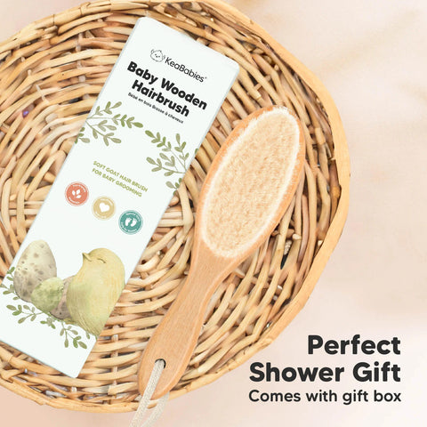 KeaBabies Baby Hair Brush, Soft Goat Bristle Newborn Hair Brush for Gentle Scalp Care, Cradle Cap Relief & Daily Baby Grooming, Walnut