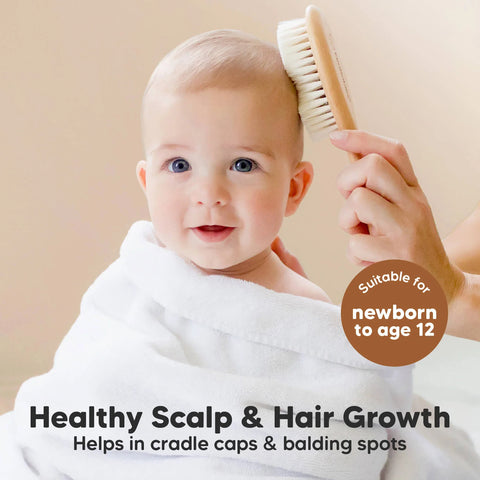 KeaBabies Baby Hair Brush, Soft Goat Bristle Newborn Hair Brush for Gentle Scalp Care, Cradle Cap Relief & Daily Baby Grooming, Walnut