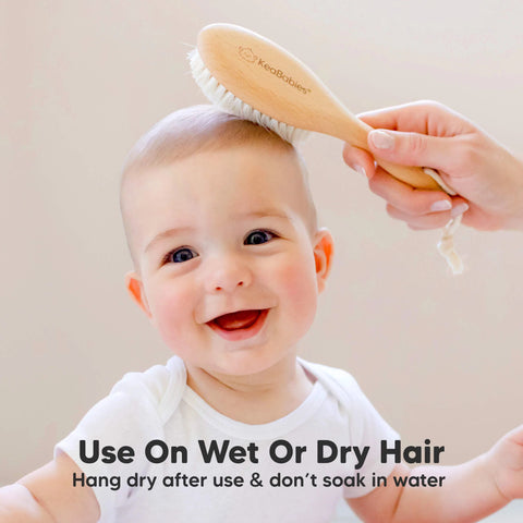 KeaBabies Baby Hair Brush, Soft Goat Bristle Newborn Hair Brush for Gentle Scalp Care, Cradle Cap Relief & Daily Baby Grooming, Walnut