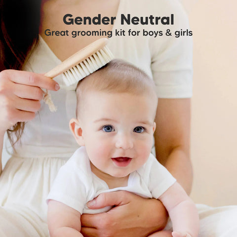 KeaBabies Baby Hair Brush, Soft Goat Bristle Newborn Hair Brush for Gentle Scalp Care, Cradle Cap Relief & Daily Baby Grooming, Walnut