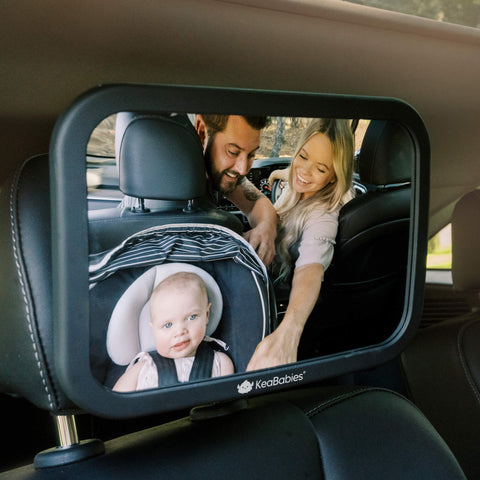 KeaBabies Baby Car Seat Mirror, Large, Matte Black, Shatterproof, Adjustable, Wide-Angle Rear-Facing View, Safe for Infant Travel