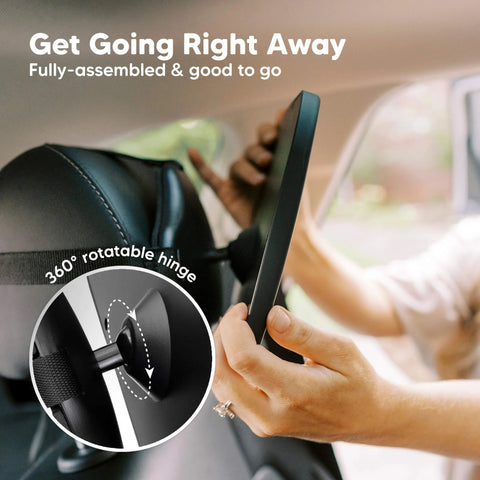 KeaBabies Baby Car Seat Mirror, Large, Matte Black, Shatterproof, Adjustable, Wide-Angle Rear-Facing View, Safe for Infant Travel