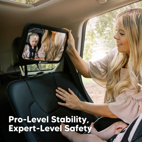 KeaBabies Baby Car Seat Mirror, Large, Matte Black, Shatterproof, Adjustable, Wide-Angle Rear-Facing View, Safe for Infant Travel