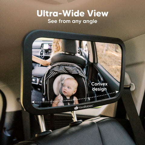 KeaBabies Baby Car Seat Mirror, Large, Matte Black, Shatterproof, Adjustable, Wide-Angle Rear-Facing View, Safe for Infant Travel