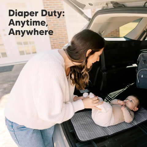 KeaBabies Swift Diaper Changing Mat, Black Geo, Portable, Waterproof, Foldable, Easy-Clean, Travel-Friendly Baby Changing Station