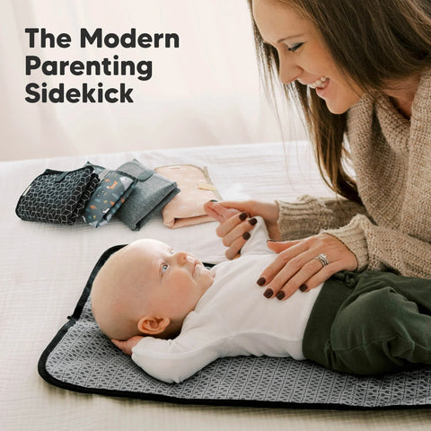 KeaBabies Swift Diaper Changing Mat, Black Geo, Portable, Waterproof, Foldable, Easy-Clean, Travel-Friendly Baby Changing Station