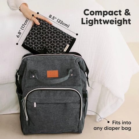 KeaBabies Swift Diaper Changing Mat, Black Geo, Portable, Waterproof, Foldable, Easy-Clean, Travel-Friendly Baby Changing Station