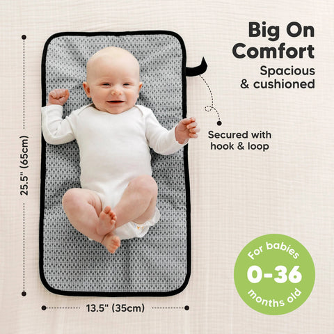 KeaBabies Swift Diaper Changing Mat, Black Geo, Portable, Waterproof, Foldable, Easy-Clean, Travel-Friendly Baby Changing Station
