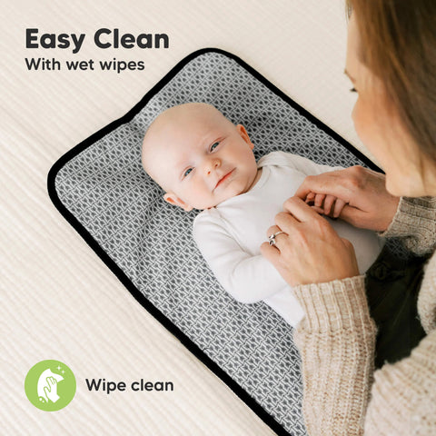 KeaBabies Swift Diaper Changing Mat, Black Geo, Portable, Waterproof, Foldable, Easy-Clean, Travel-Friendly Baby Changing Station