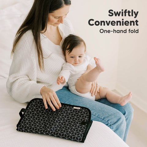 KeaBabies Swift Diaper Changing Mat, Black Geo, Portable, Waterproof, Foldable, Easy-Clean, Travel-Friendly Baby Changing Station
