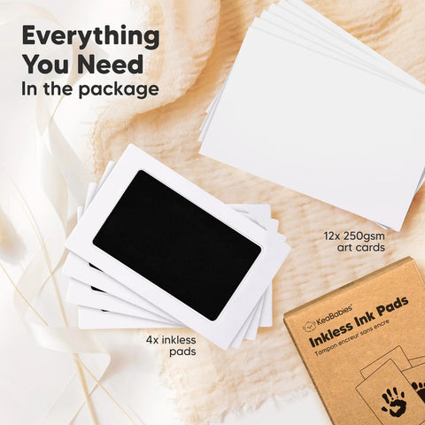 KeaBabies 4-Pack Inkless Ink Pads, Mess-Free Baby Handprint & Footprint Kit, Safe No-Touch Imprint Pads for Newborn Keepsakes, Jet Black