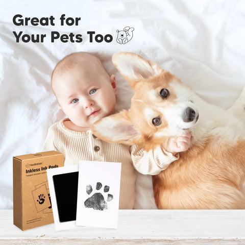KeaBabies 4-Pack Inkless Ink Pads, Mess-Free Baby Handprint & Footprint Kit, Safe No-Touch Imprint Pads for Newborn Keepsakes, Jet Black