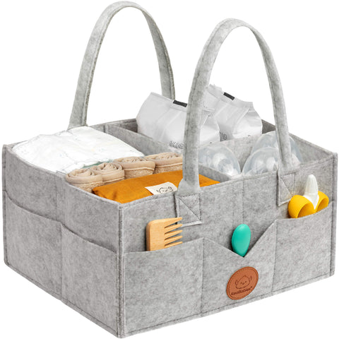 KeaBabies Original 2.0 Diaper Caddy, Classic Gray, Spacious, Organized, Multi-Functional Baby Organizer, Travel & Nursery Essential