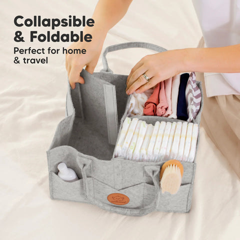 KeaBabies Original 2.0 Diaper Caddy, Classic Gray, Spacious, Organized, Multi-Functional Baby Organizer, Travel & Nursery Essential