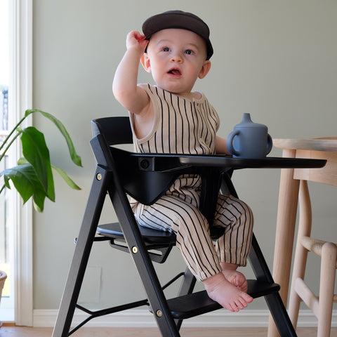 KAOS KLAPP High Chair Recycled + Safety Rail + Food Tray - Charcoal Black