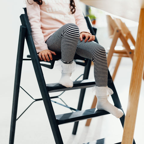 KAOS KLAPP High Chair Recycled + Safety Rail + Food Tray - Charcoal Black