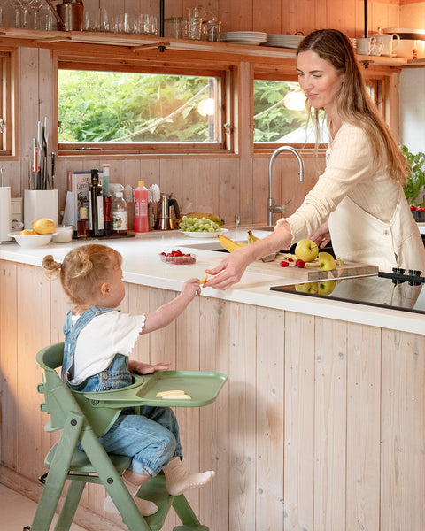 KAOS KLAPP High Chair Recycled + Safety Rail + Food Tray - Mineral Green