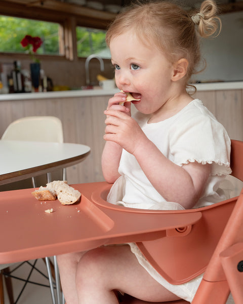 KAOS KLAPP High Chair Recycled + Safety Rail + Food Tray - Terracotta Pink