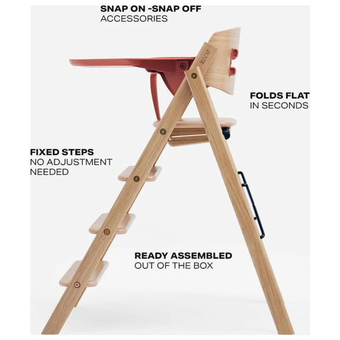 KAOS KLAPP High Chair Beech Natural + Safety Rail + Food Tray