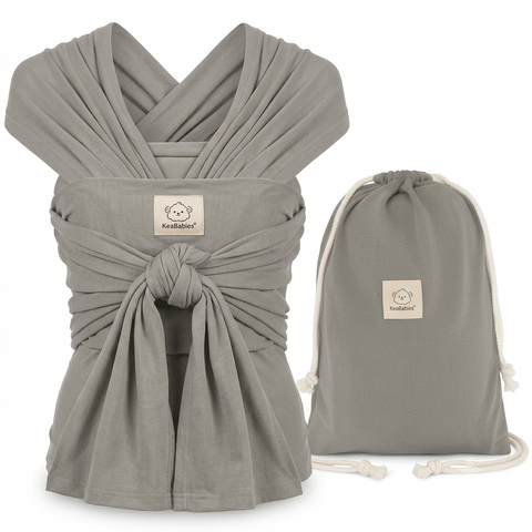 KeaBabies Original Wrap Baby Carrier, Classic Gray, Ergonomic, Adjustable, Breathable, Hands-Free Baby Carrier, Newborn to Toddler Comfort