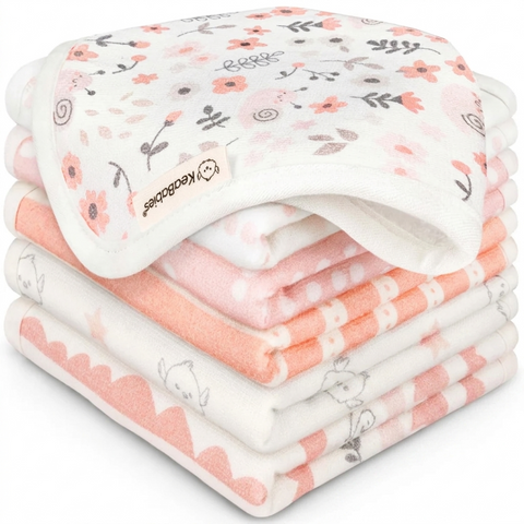KeaBabies 6-Pack Cami Baby Washcloths, Ultra Soft Absorbent Baby Wash Cloth Set for Bath Time, Feeding & Daily Care, Sweet Charm