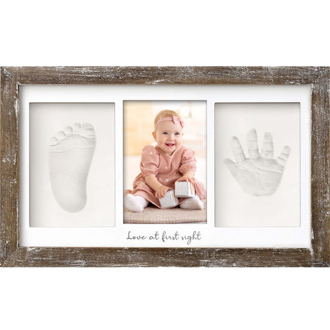 KeaBabies Baby Handprint & Footprint Keepsake Duo Frame, Barnwood, Capture Precious Memories, Safe Inkless Kit, Nursery Display, Personalized Baby Gift