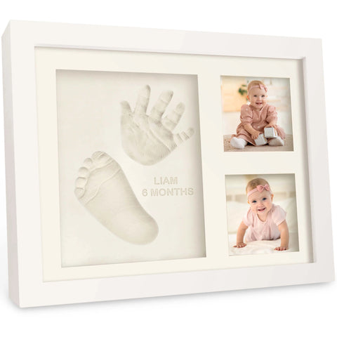 KeaBabies Baby Handprint & Footprint Keepsake Duo Frame, Ash Wood, Capture Precious Memories, Safe Inkless Kit, Nursery Display, Personalized Baby Gift