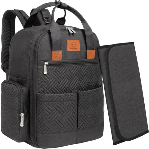 KeaBabies Bree Diaper Backpack, Charcoal, Multi-Functional, Large Capacity, Waterproof, Organized Baby Bag, Travel-Friendly for Parents