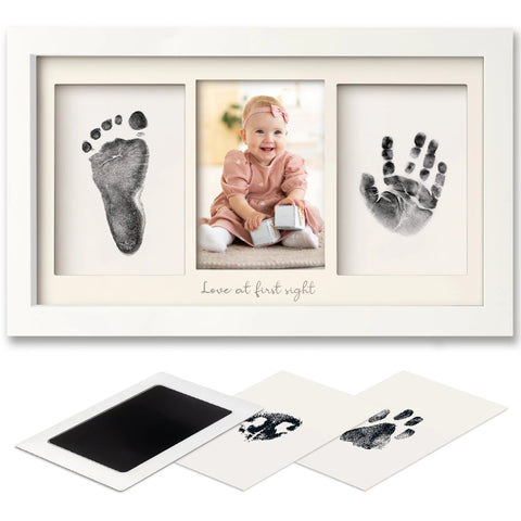 KeaBabies Duo Clean Touch Inkless Hand & Footprint Frame Kit, Alpine White, Capture Baby Memories Without Mess, Safe Inkless Technology, Keepsake Frame, Perfect for Nursery or Baby Shower Gift
