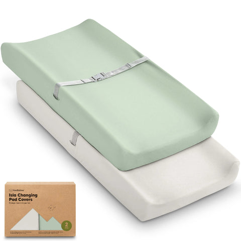 KeaBabies Isla Changing Pad Covers 2 Pack, Soft Stretchy Changing Table Cover, Breathable Nursery Bedding Cover for Baby Diaper Changes, Sage