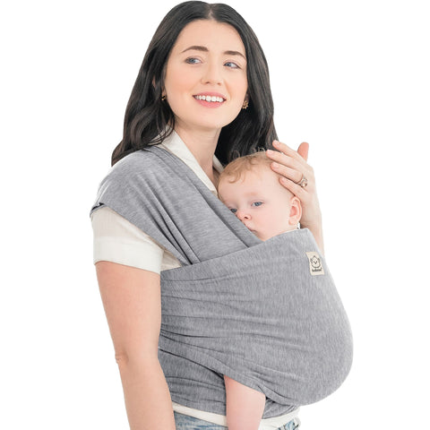 KeaBabies Original Wrap Baby Carrier, Classic Gray, Ergonomic, Adjustable, Breathable, Hands-Free Baby Carrier, Newborn to Toddler Comfort