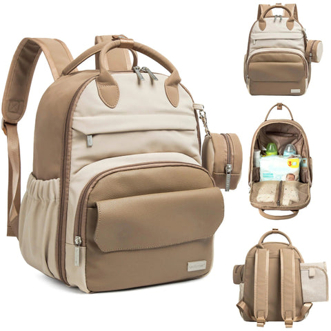 KeaBabies Play Diaper Bag, Latte, Spacious, Multi-Functional, Waterproof, Organized Compartments, Travel-Friendly Baby Bag