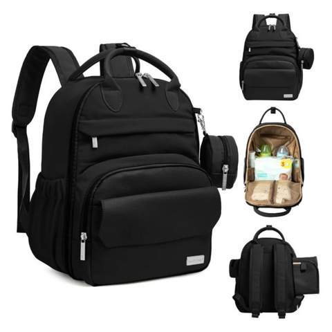 KeaBabies Play Diaper Bag, Trendy Black, Spacious, Multi-Functional, Waterproof, Organized Compartments, Travel-Friendly Baby Bag