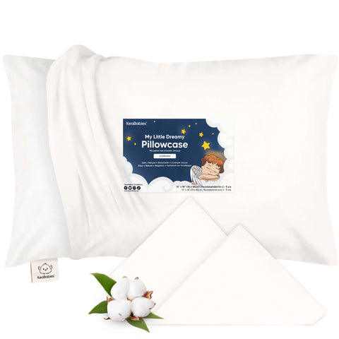 KeaBabies Printed Toddler Pillowcase 13x18 Inch, Soft Breathable Pillow Cover for Toddler Pillows, Kids Bed Pillowcase for Travel, Daycare and Preschool, Soft White