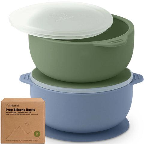 KeaBabies Silicone Suction Baby Bowls, 2-Pack, Strong Suction Base, BPA Free Toddler Feeding Bowls, Baby Led Weaning Essentials, Roseate