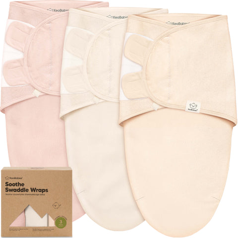 KeaBabies Soothe Swaddle Wraps, 3-Pack Angelic, XS Size, Soft Breathable Baby Swaddle Blanket Set for Preemie & Newborn, Adjustable Infant Sleep Wrap Essentials