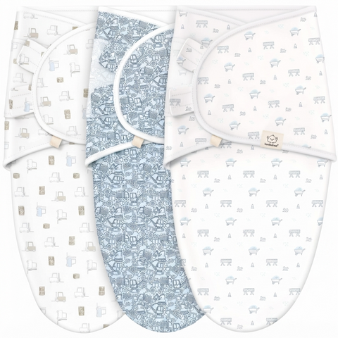 KeaBabies Soothe Swaddle Wraps, 3-Pack Excavation, Soft Breathable Baby Swaddle Blanket Set, Adjustable Newborn Wrap, Infant Sleep Comfort Essentials