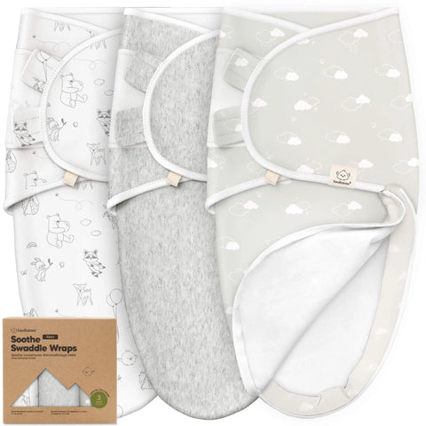 KeaBabies Soothe Zippy Swaddle Wrap, 3-Pack Aspire