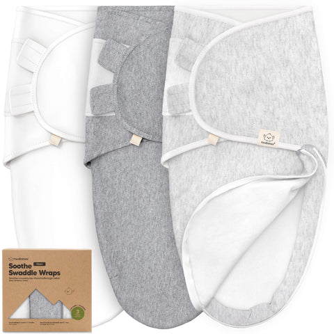 KeaBabies Soothe Zippy Swaddle Wrap, 3-Pack Cloud, Easy Zip Baby Swaddle Blanket, Soft Breathable Infant Wrap, Secure Newborn Sleep Essentials