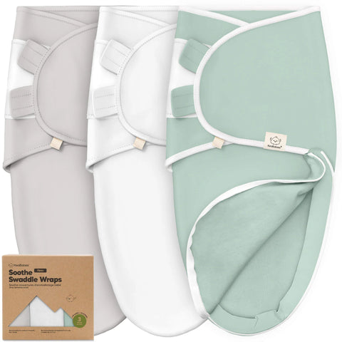 KeaBabies Soothe Zippy Swaddle Wrap, 3-Pack Sage - Large Size