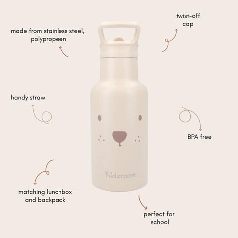 Metal Bottle 350ml Kidzroom Beary Excited -Beige