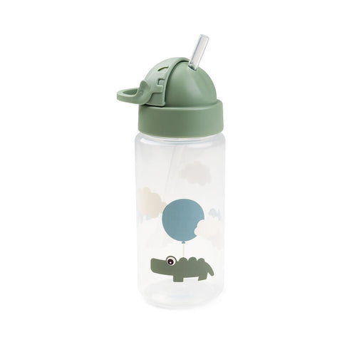 Straw Bottle Happy Clouds Green