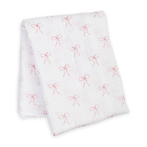 Lulujo - 3-Pack Bamboo Muslin Swaddle Blankets - Bows, Ballet Slipper & White