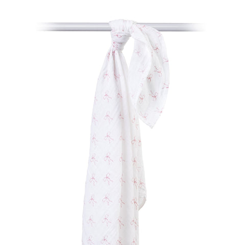 Lulujo - 3-Pack Bamboo Muslin Swaddle Blankets - Bows, Ballet Slipper & White