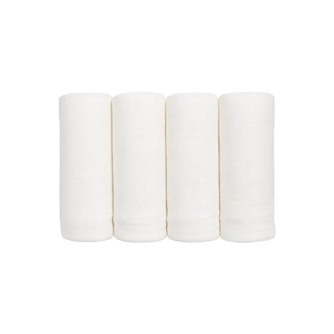 Lulujo - 4-Pack Bamboo Muslin Swaddle Blankets - White