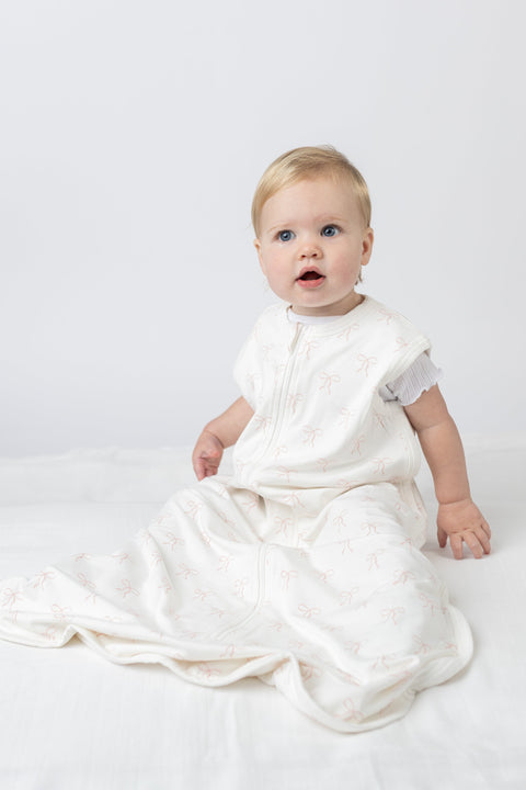 Bamboo Sleeping Bag (TOG 1.0) - Bows - Size L (12-18 months)