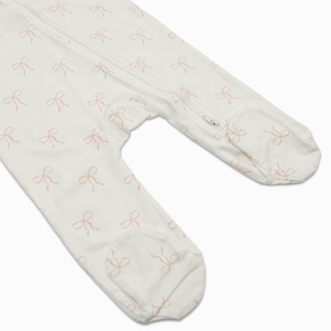 Lulujo - Bamboo Footed Sleepsuit - Bows - Size Newborn